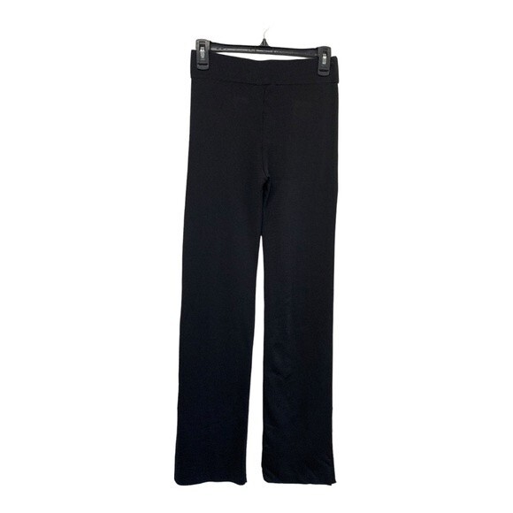 NWT Zara Knit | Black Straight Leg Rib Pants w/ Cream Stripe S - Picture 2 of 12